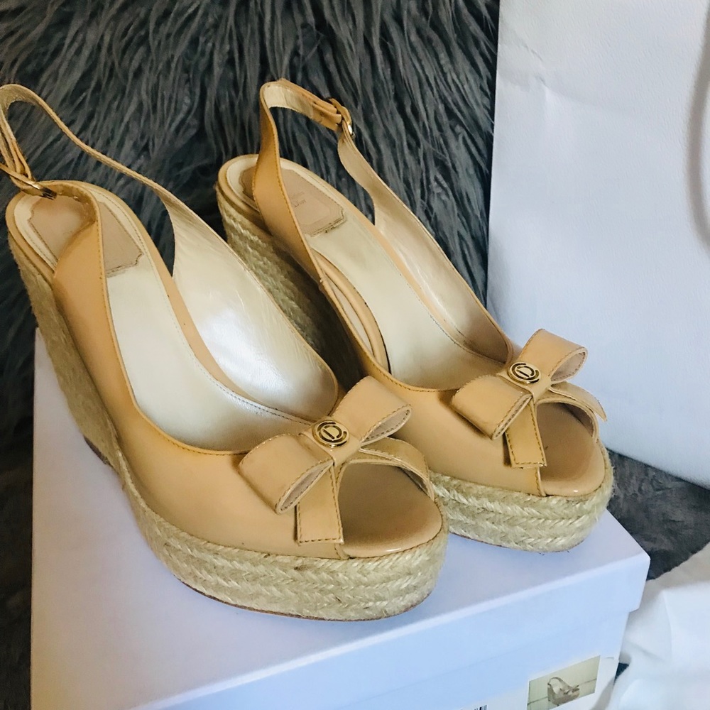 Christian Dior authentic Bow Sling Back Wedges size 38 - Picture 5 of 13